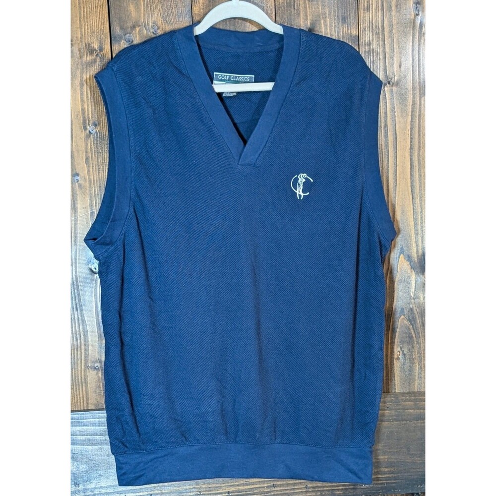 Vintage Munsingwear Golf Classics Sweater Vest Mens XL Navy Blue Embroidered